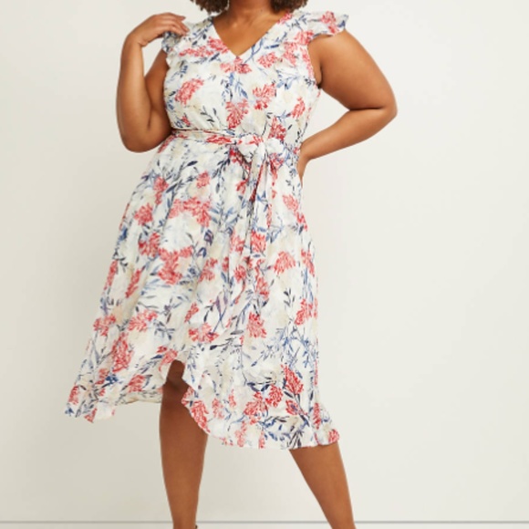 Lane Bryant Dresses & Skirts - Lane Bryant chiffon faux-wrap Midi Dress NEW